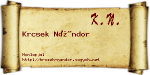 Krcsek Nándor névjegykártya